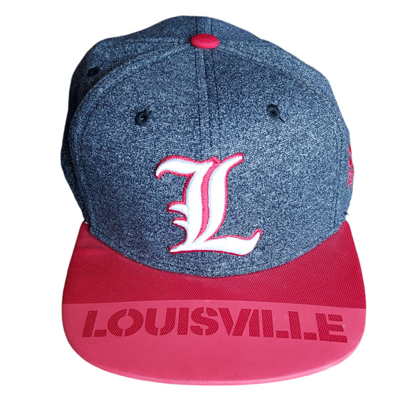 Adidas University of Louisville Cardinals Red Gray Snapback Baseball Cap Hat - Picture 2 of 6